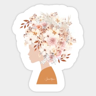 Woman in Fashion Flower Headdress Sticker